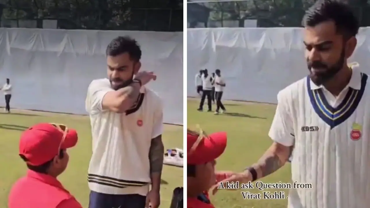 ಚಿಕ್ಕ ಹುಡುಗನಿಗೆ ಸಕ್ಸಸ್ ಮಂತ್ರ ಹೇಳಿದ ವಿರಾಟ್ ಕೊಹ್ಲಿ, ರಣಜಿ ಪಂದ್ಯಕ್ಕೂ ಮುನ್ನ ವಿಡಿಯೋ ವೈರಲ್ 