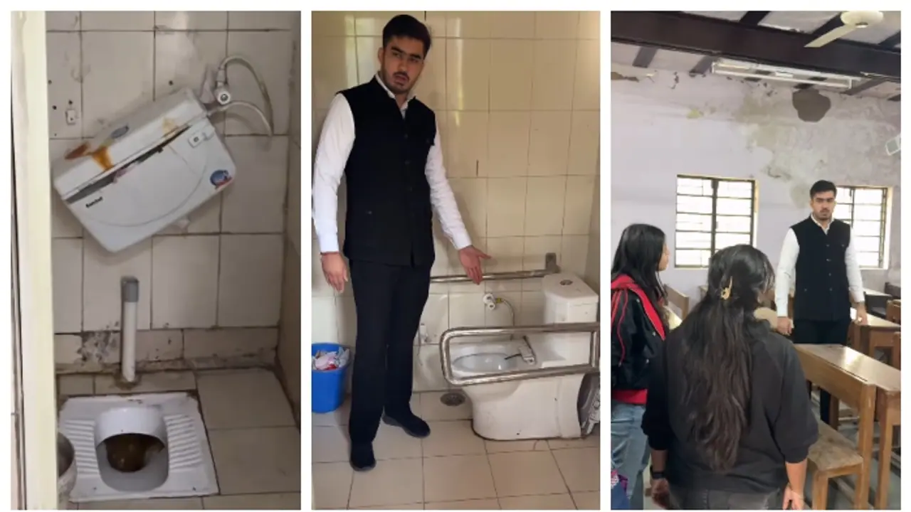 ದೆಹಲಿ ವಿಶ್ವವಿದ್ಯಾಲಯದ ಕಾಲೇಜಿನ ಟಾಯ್ಲೆಟ್ ನೋಡಿ ಮೂರ್ಛೆ ಹೋದ ಅಧ್ಯಕ್ಷ!