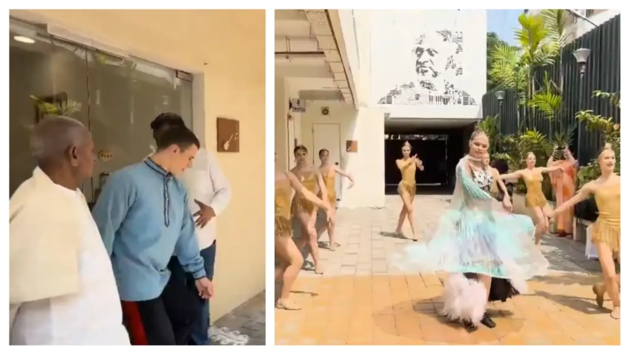 இளையராஜாவின் பாடலுக்கு அவர் ஸ்டுடியோவிலேயே அசத்தல் ஆட்டம் போட்ட ரஷ்ய நடன கலைஞர்கள்! வீடியோ இளையராஜாவின் பாடலுக்கு அவர் ஸ்டுடியோவிலேயே அசத்தல் ஆட்டம் போட்ட ரஷ்ய நடன கலைஞர்கள்! வீடியோ