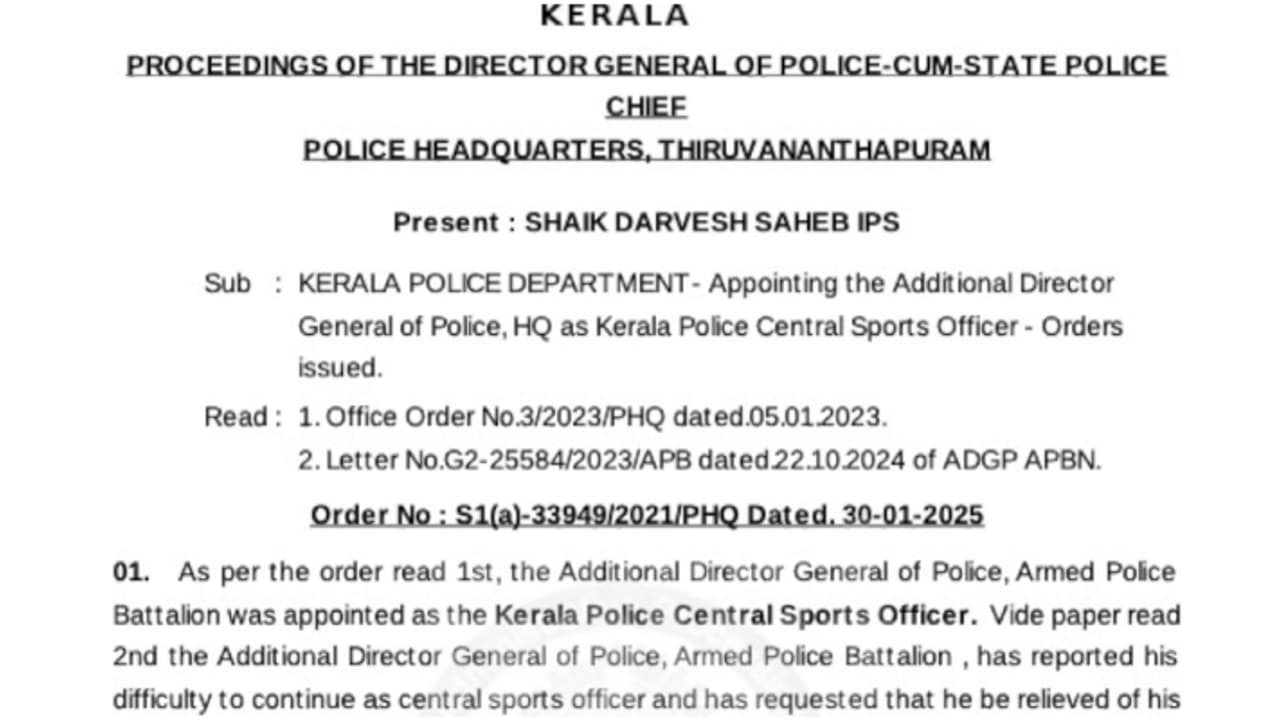 സ്പോർട്സ് ക്വാട്ട നിയമന വിവാദങ്ങൾക്കിടെ പൊലീസിലെ കായിക ചുമതലയിൽ മാറ്റം; എംആർ അജിത് കുമാറിനെ മാറ്റി