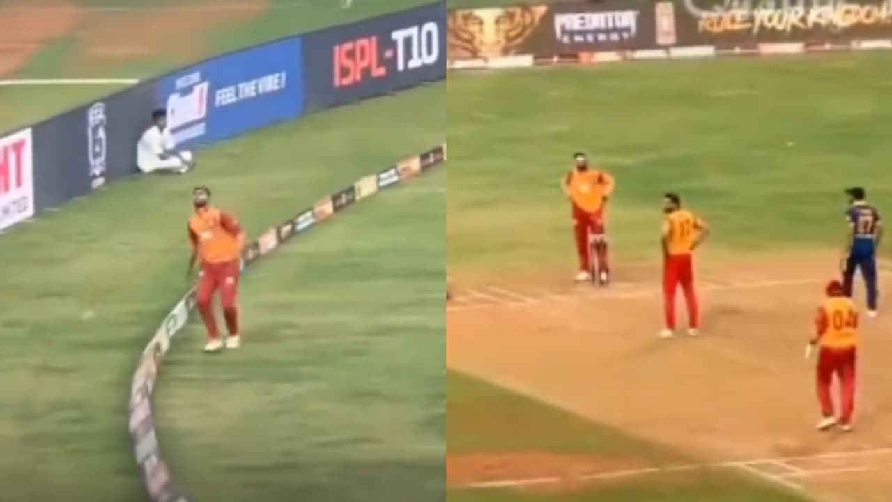 ISPL 2025: KVN Bangalore Strikers fielder's effort ends up in big blunder vs Falcon Risers Hyderabad (WATCH) ISPL 2025: KVN Bangalore Strikers fielder's effort ends up in big blunder vs Falcon Risers Hyderabad (WATCH)
