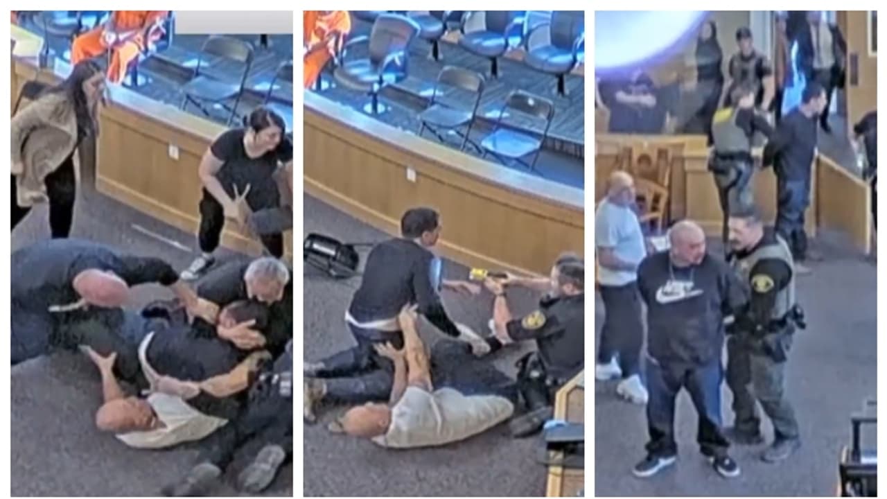 മരുമകളുടെ കൊലപാതകിയെ യുഎസ് കോടതി മുറിയിൽ ചവിട്ടിക്കൂട്ടി അമ്മാവന്‍; വീഡിയോ വൈറൽ 