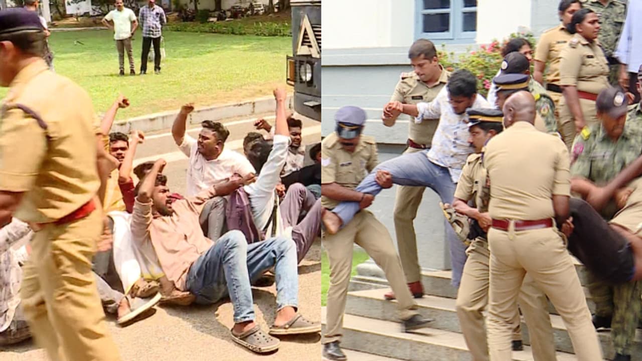 വിദ്യാർഥി യൂണിയനെ സത്യപ്രതിജ്ഞ ചെയ്യാൻ വിസി അനുവദിച്ചില്ല, വൻ പ്രതിഷേധവുമായി എസ്എഫ്ഐ, സ്ഥലത്ത് സംഘർഷം