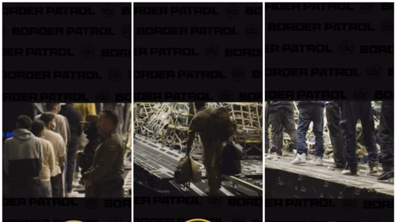 'Returned illegal aliens': US SHOCKING video shows Indian migrants handcuffed, chained, boarding flight |WATCH