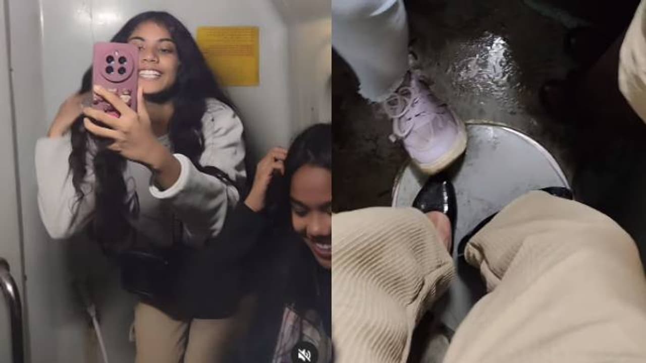 ട്രെയിൻ ടോയ്‍ലെറ്റിൽ യാത്ര ചെയ്യുന്ന പെൺകുട്ടികൾ, വീഡിയോയ്ക്ക് വൻവിമർശനം, വൈറലായത് ആഘോഷിക്കുന്നുവെന്ന് മറുപടി