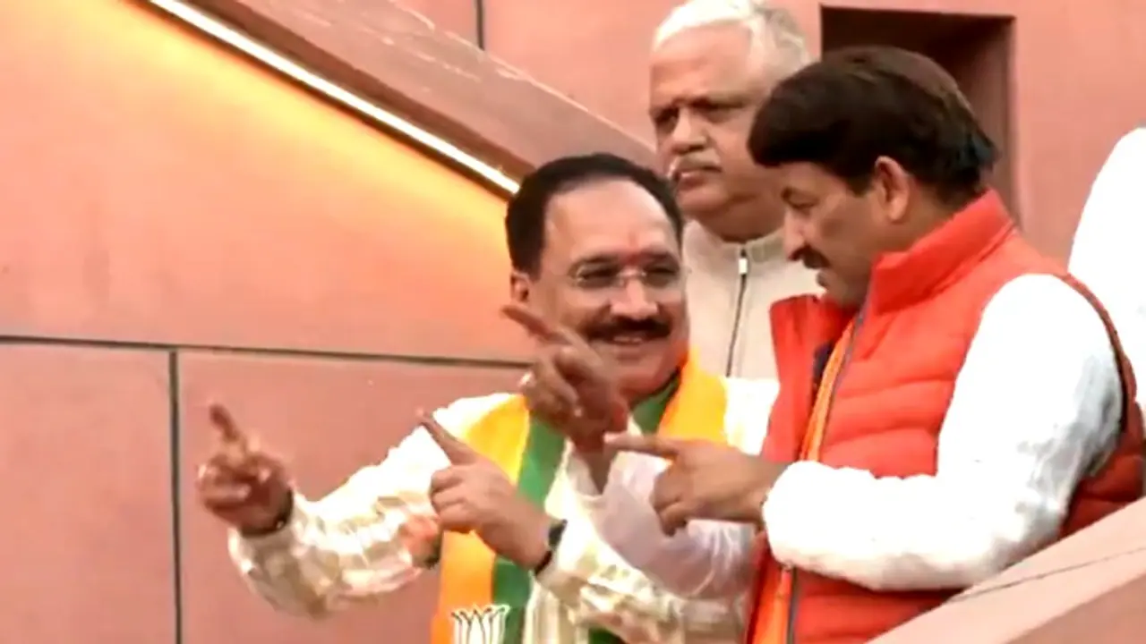 BJP sweeps Delhi: Virendra Sachdeva, Manoj Tiwari, Bansuri Swaraj & more dance at party HQ; WATCH viral video