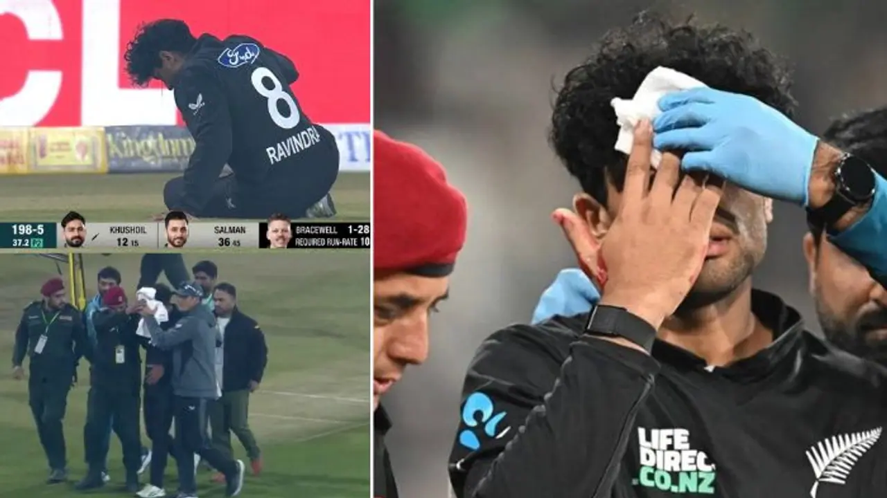 PCB under fire as New Zealand's Rachin Ravindra suffers head injury due to 'poor lighting' at Gaddafi stadium