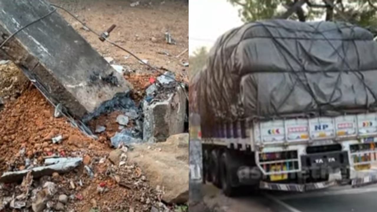 എറണാകുളത്ത് വൈദ്യുത പോസ്റ്റിലേക്ക് ലോറി പാഞ്ഞു കയറി, പോസ്റ്റ് മറിഞ്ഞ് ലോറിക്കു മേല്‍ വീണു