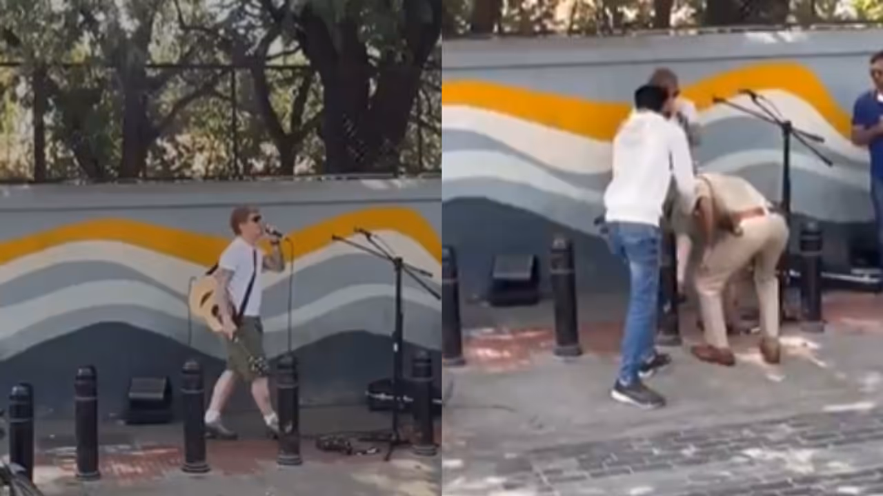 ബെംഗളുരു സ്ട്രീറ്റിൽ സര്‍പ്രൈസ് പാട്ട്, മൈക്ക് ഊരിമാറ്റി ഓടിച്ച് പൊലീസ്; ആളാരെന്നോ? ഇതിഹാസ ഗായകൻ എഡ് ഷീരാൻ