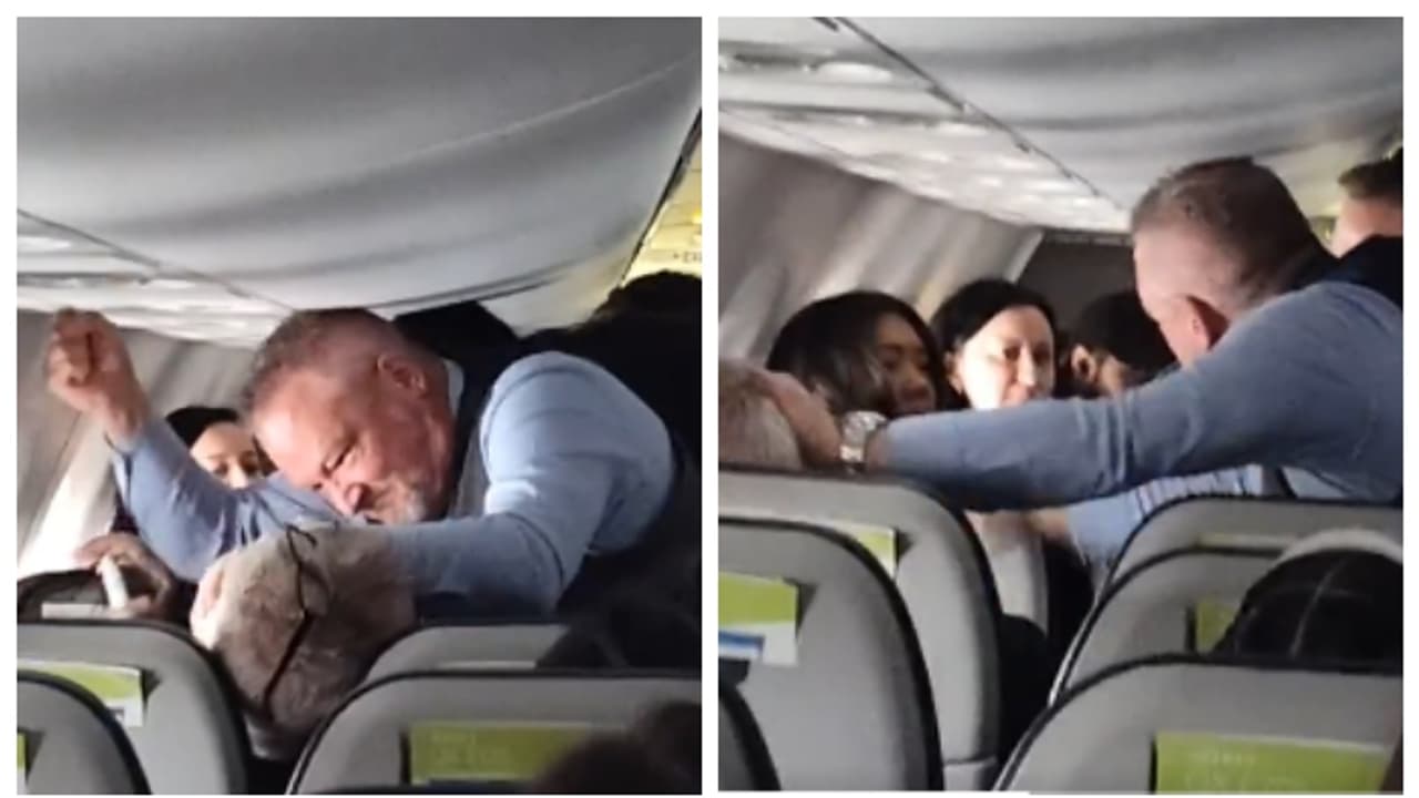 വിമാനത്തിൽ വച്ച് യുവതിയുടെ മുടി പിടിച്ച് വലിച്ചു, പിന്നാലെ ഇടിയോട് ഇടി, ഒടുവിൽ ആജീവനന്ത വിലക്കും; വീഡിയോ വൈറൽ