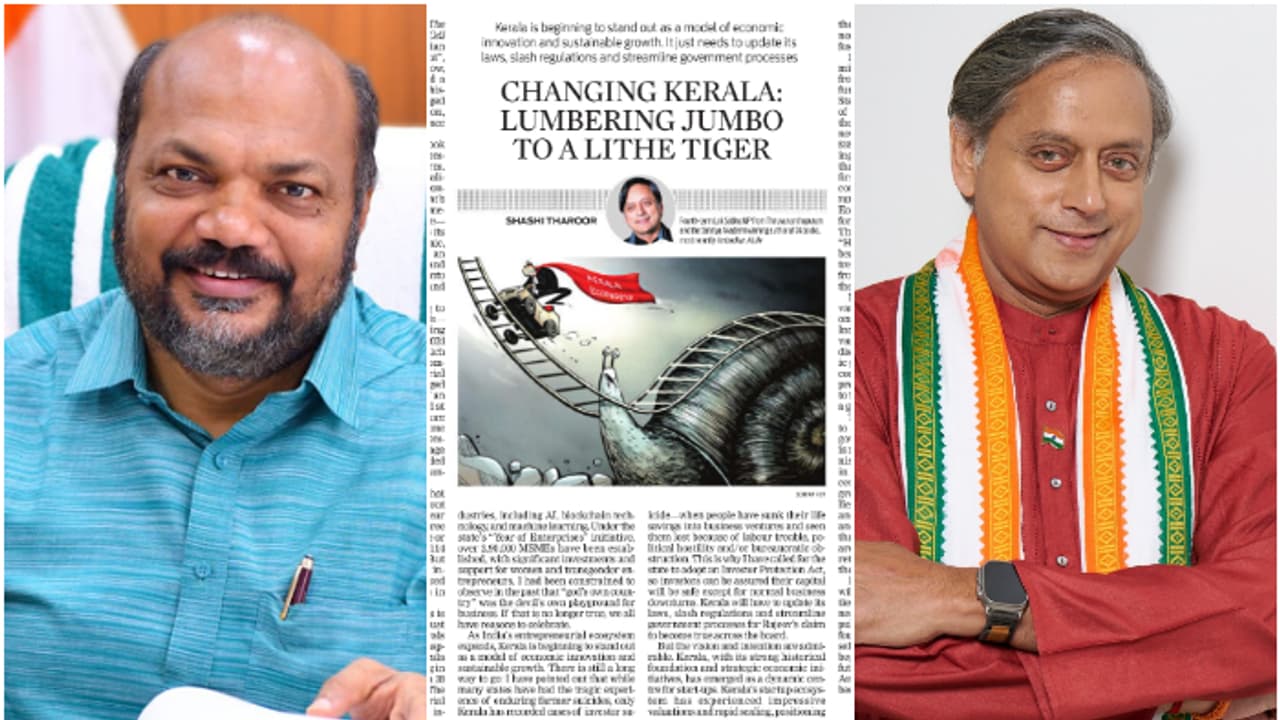 കേരളത്തിലെ വ്യാവസായിക രം​ഗത്തെ പുകഴ്ത്തി ശശി തരൂരിന്റെ ലേഖനം, നന്ദി പറഞ്ഞ് മന്ത്രി രാജീവ് 