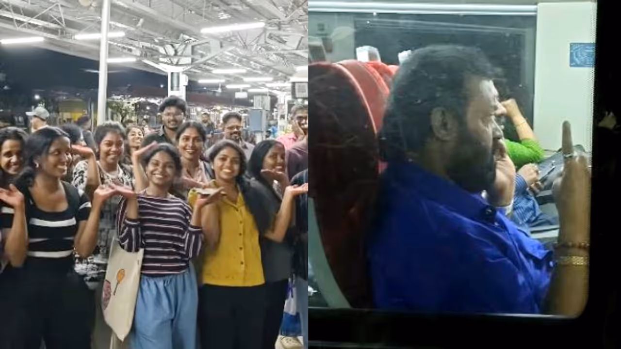 വന്ദേഭാരതില്‍ സുരേഷ് ഗോപി; പുറത്ത് സിഗ്നേച്ചര്‍ സ്റ്റെപ്പുമായി പിള്ളേര്‍; ഒടുവില്‍ സുരേഷ് ഗോപിയുടെ പ്രതികരണം