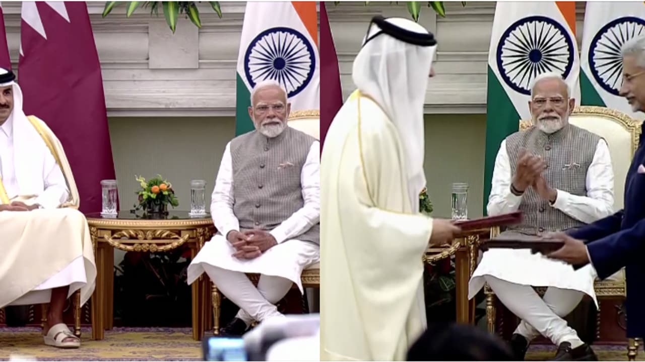 ഖത്തർ അമീറിൻ്റെ സന്ദർശനം; മോദിയുമായി കൂടിക്കാഴ്ച്ച, ഇരട്ട നികുതി ഒഴിവാക്കാനുള്ള കരാറിൽ ഇരു രാജ്യങ്ങളും ഒപ്പു ഖത്തർ അമീറിൻ്റെ സന്ദർശനം; മോദിയുമായി കൂടിക്കാഴ്ച്ച, ഇരട്ട നികുതി ഒഴിവാക്കാനുള്ള കരാറിൽ ഇരു രാജ്യങ്ങളും ഒപ്പു