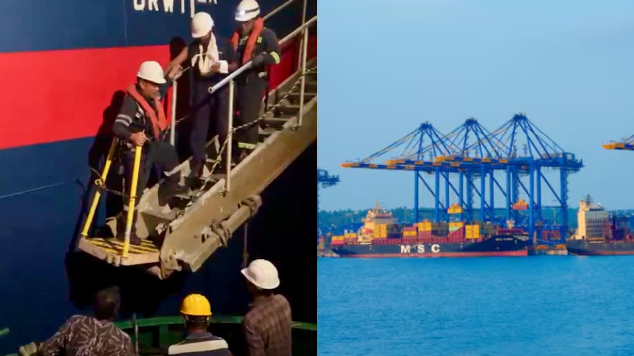 ജീവൻ മുറുക്കെപ്പിടിച്ച് കടലിലൂടൊരു പോക്ക്; രക്ഷക്കെത്തി വിഴിഞ്ഞത്തെ ധ്വനി ടഗ്, കപ്പൽ ജീവനക്കാരന് പുതുജീവൻ!