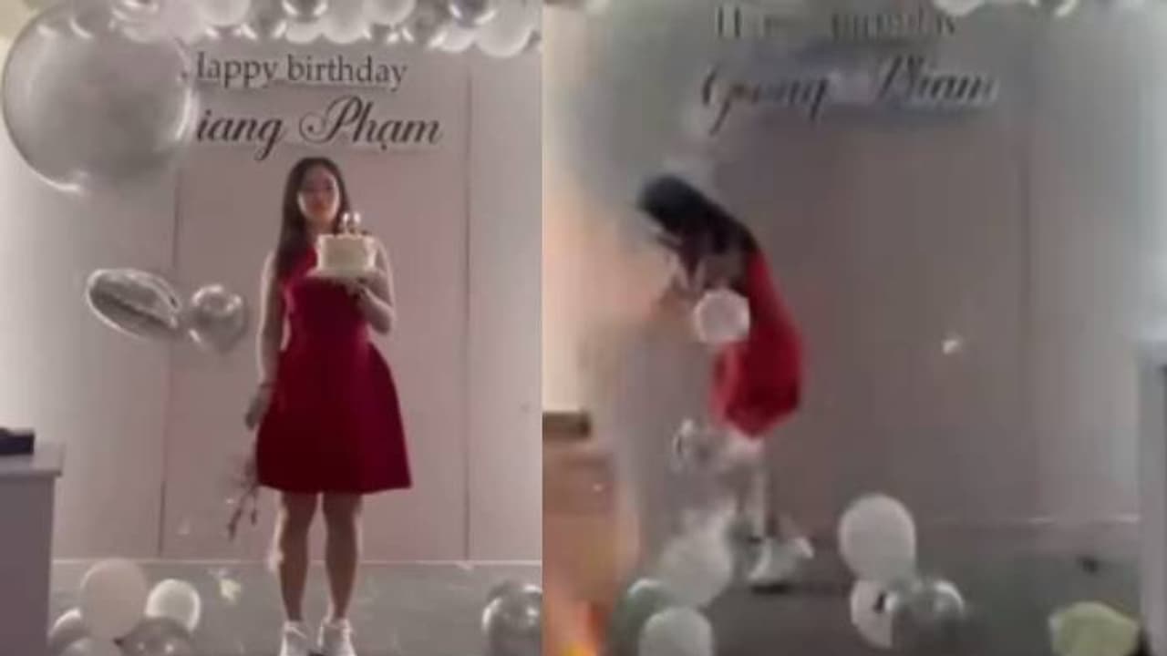 ഞെട്ടിക്കുന്ന ദൃശ്യങ്ങൾ; പിറന്നാൾ ആഘോഷം, അപ്രതീക്ഷിതമായി ബലൂൺ പൊട്ടിത്തെറിച്ചു, യുവതിക്ക് മുഖത്തിന് പൊള്ളൽ