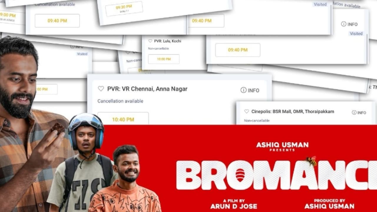 രണ്ടാം ആഴ്ചയിലും മികച്ച ബുക്കിംഗ്: ബ്രോമാൻസ് പ്രേക്ഷകരെ ആകര്ഷിക്കുന്നു രണ്ടാം ആഴ്ചയിലും മികച്ച ബുക്കിംഗ്: ബ്രോമാൻസ് പ്രേക്ഷകരെ ആകര്ഷിക്കുന്നു