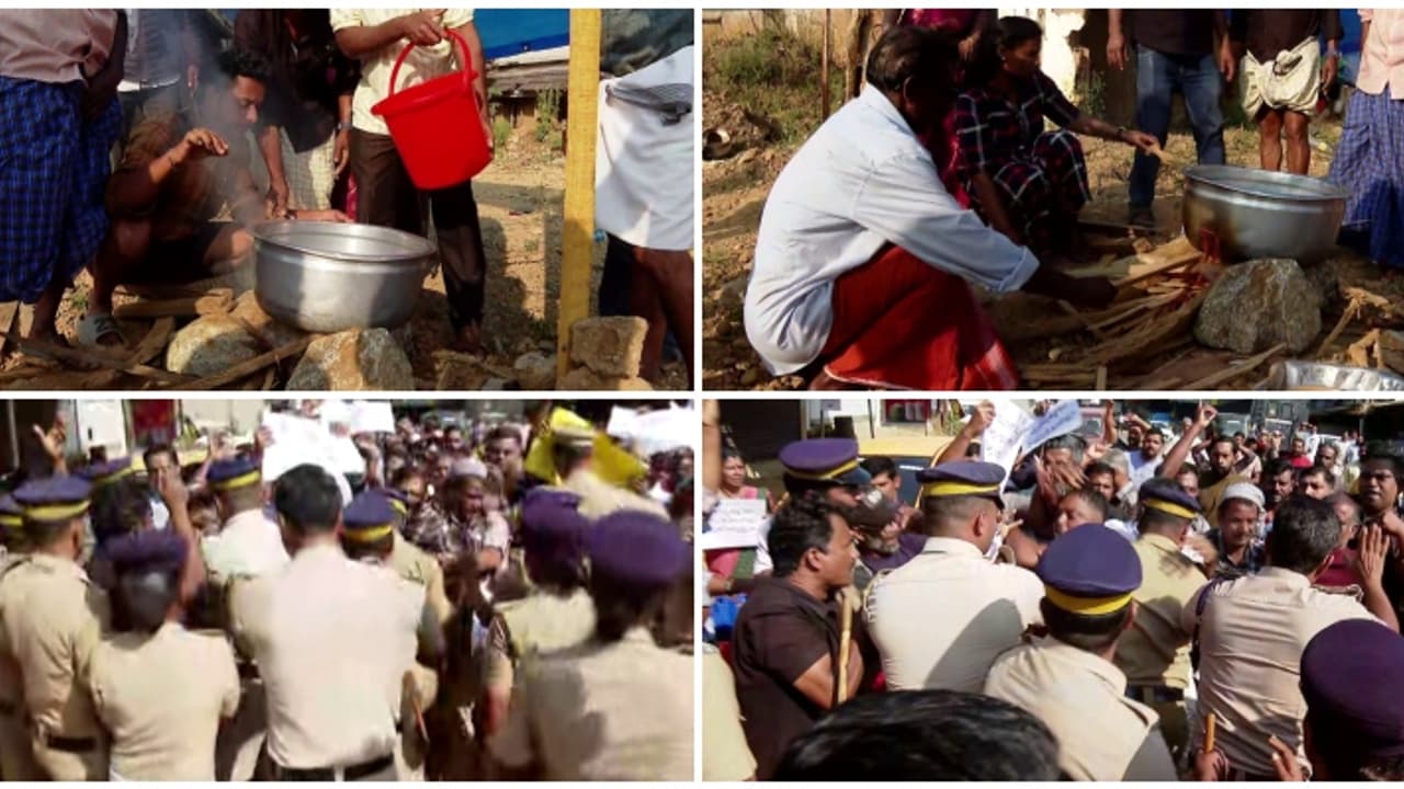 ഉരുൾപൊട്ടൽ ദുരന്ത ബാധിതരുടെ കുടിൽക്കെട്ടി സമരം തടഞ്ഞ് പൊലീസ്; ദുരന്തഭൂമിയില് പ്രതിഷേധം, സംഘര്ഷം ഉരുൾപൊട്ടൽ ദുരന്ത ബാധിതരുടെ കുടിൽക്കെട്ടി സമരം തടഞ്ഞ് പൊലീസ്; ദുരന്തഭൂമിയില് പ്രതിഷേധം, സംഘര്ഷം