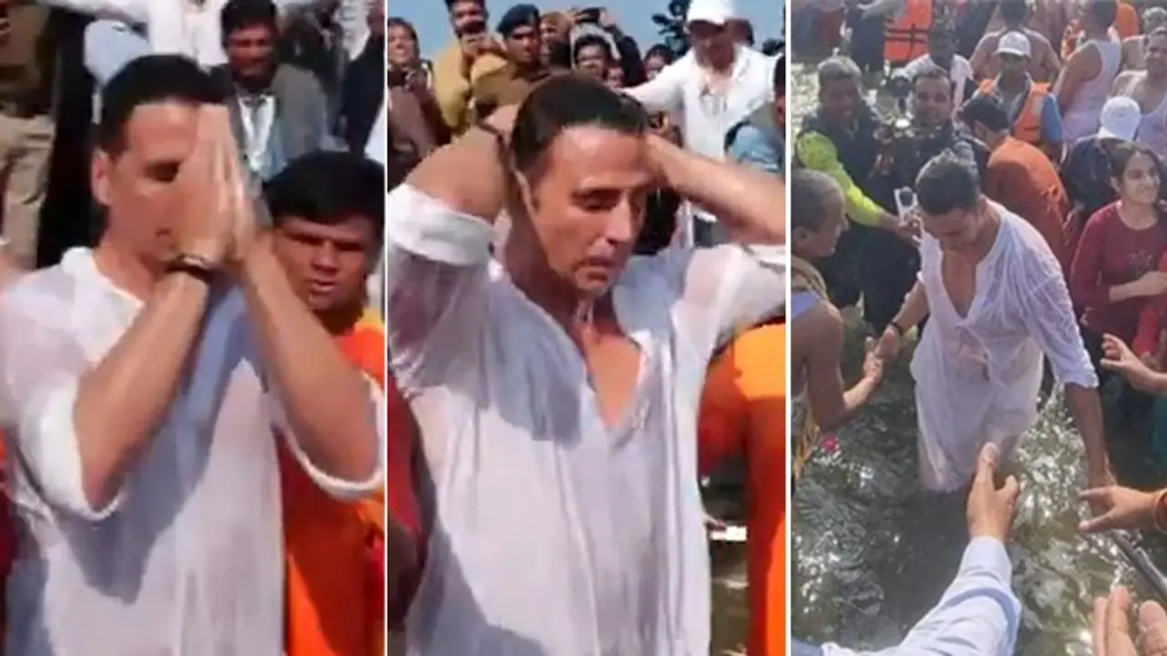 WATCH: Akshay Kumar at Maha Kumbh; actor takes holy dip in Triveni Sangam (VIDEO)