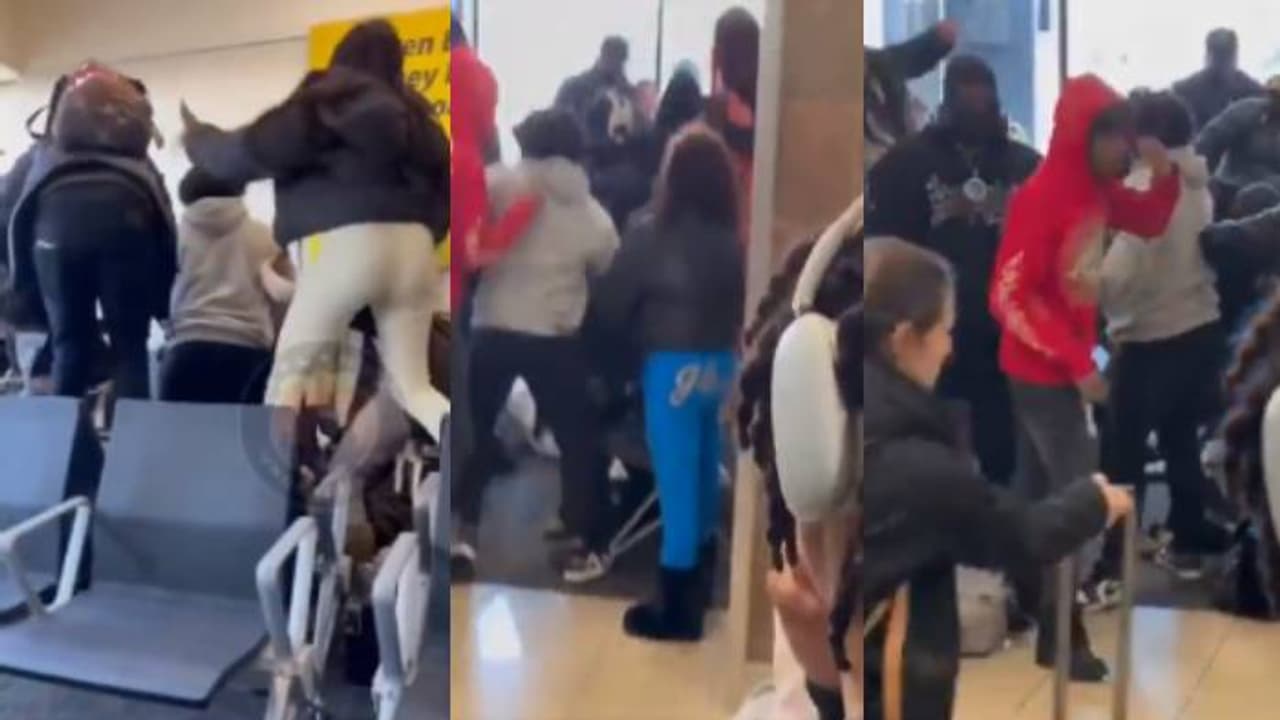 തല്ല്, ചവിട്ട്, കസേരയിൽ കയറിനിന്ന് വരെ ഇടി; അറ്റ്ലാന്റ എയർപോർട്ടിൽ പൊരിഞ്ഞ വഴക്ക്, സംഘർഷം, വിമർശനം തല്ല്, ചവിട്ട്, കസേരയിൽ കയറിനിന്ന് വരെ ഇടി; അറ്റ്ലാന്റ എയർപോർട്ടിൽ പൊരിഞ്ഞ വഴക്ക്, സംഘർഷം, വിമർശനം