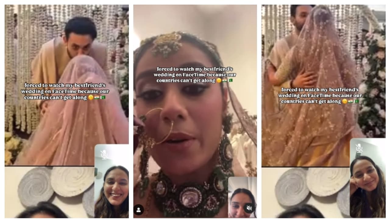 'രാജ്യങ്ങൾ അനുവദിക്കില്ല'; പാകിസ്ഥാൻകാരിയായ സുഹൃത്തിന്റെ വിവാഹം ഓൺലൈനിൽ കണ്ട് ഇന്ത്യൻ സുഹൃത്ത്, വീഡിയോ വൈറൽ 'രാജ്യങ്ങൾ അനുവദിക്കില്ല'; പാകിസ്ഥാൻകാരിയായ സുഹൃത്തിന്റെ വിവാഹം ഓൺലൈനിൽ കണ്ട് ഇന്ത്യൻ സുഹൃത്ത്, വീഡിയോ വൈറൽ