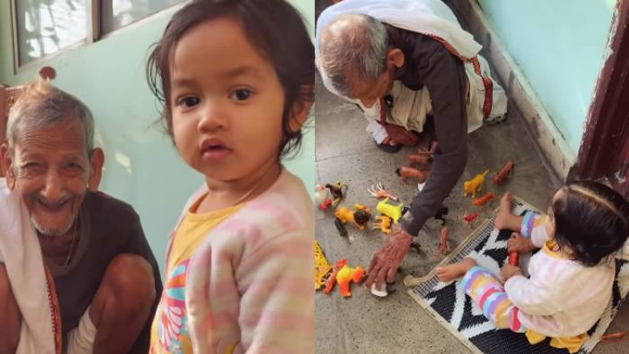 അനുഗ്രഹിക്കപ്പെട്ട കുഞ്ഞ്; എവിടെക്കാണും ഇന്നിങ്ങനെ ഒരു കാഴ്ച, മുതുമുത്തച്ഛനൊപ്പം കളിക്കുന്ന കുട്ടി, വീഡിയോ അനുഗ്രഹിക്കപ്പെട്ട കുഞ്ഞ്; എവിടെക്കാണും ഇന്നിങ്ങനെ ഒരു കാഴ്ച, മുതുമുത്തച്ഛനൊപ്പം കളിക്കുന്ന കുട്ടി, വീഡിയോ