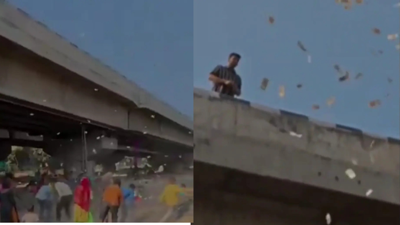 UP kanpur flyover money rain youtuber zaid hindustani police action viral video