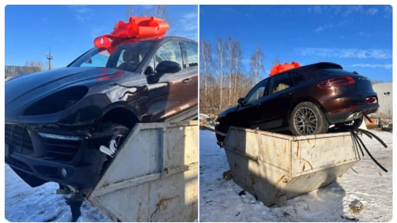 വാലന്‍റൈസ് ഡേ സമ്മാനമായ പേര്‍ഷെ കാര്‍ ഭാര്യ സ്വീകരിച്ചില്ല, കാറെടുത്ത് മാലിന്യകൂമ്പാരത്തില്‍ തള്ളി ഭര്‍ത്താവ്