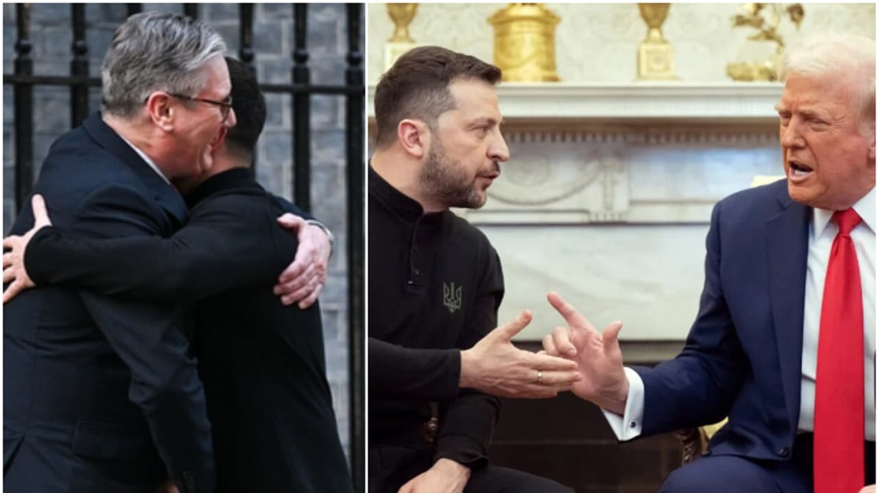 അവിടെ ആക്രോശം, ഇവിടെ ആലിംഗനം! ട്രംപുമായുള്ള കൂടിക്കാഴ്ചക്ക് ശേഷമെത്തിയ സെലൻസ്കിക്ക് ബ്രിട്ടനിൽ വൻ വരവേൽപ്പ് അവിടെ ആക്രോശം, ഇവിടെ ആലിംഗനം! ട്രംപുമായുള്ള കൂടിക്കാഴ്ചക്ക് ശേഷമെത്തിയ സെലൻസ്കിക്ക് ബ്രിട്ടനിൽ വൻ വരവേൽപ്പ്