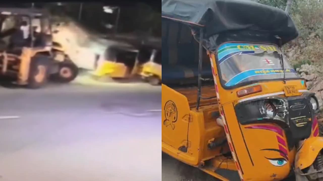 17 year old goes on rampage with excavator, damaging vehicles and property in TN's Madurai (WATCH)