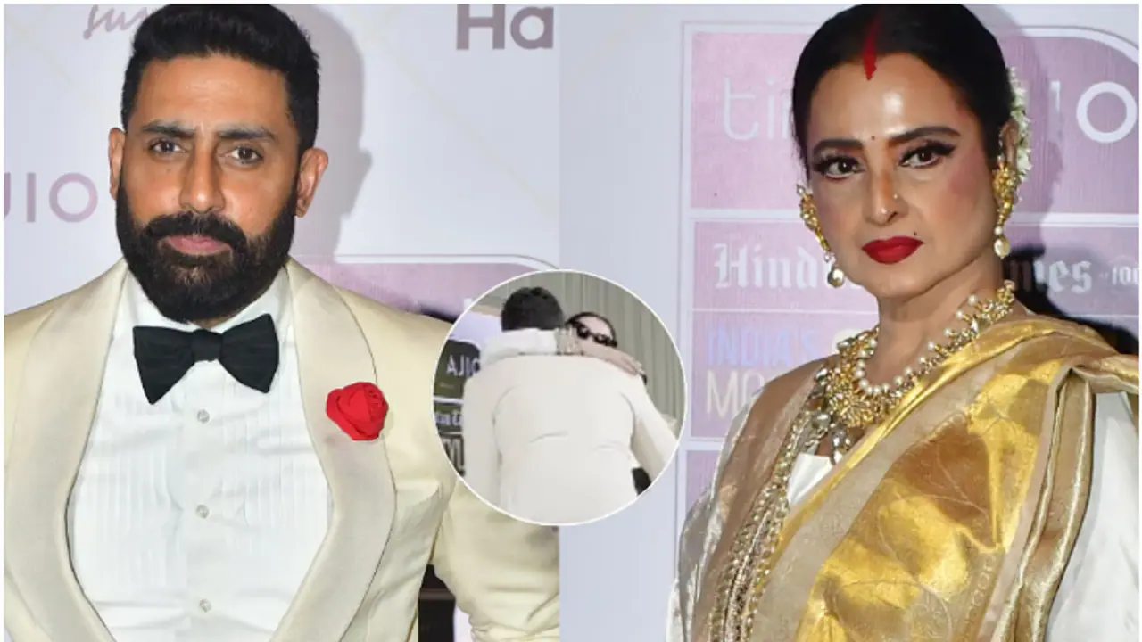 WATCH Rekha, Abhishek Bachchan share warm hug at Mumbai award function; video goes VIRAL