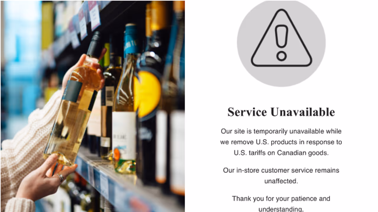 തിരിച്ചടിക്കാൻ കാനഡയും; അമേരിക്കൻ മദ്യത്തിന് വിലക്ക്, ഔട്ട്ലെറ്റ് വെബ്സൈറ്റ് താൽകാലികമായി പൂട്ടി