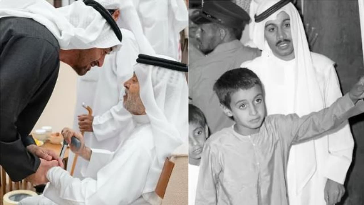 ആൾക്കൂട്ടത്തിനിടയിലും അധ്യാപകന്റെ അരികിലേക്ക് ഓടിയെത്തുന്ന യുഎഇ ഭരണാധികാരി, വൈറലായി കൂടിക്കാഴ്ച ആൾക്കൂട്ടത്തിനിടയിലും അധ്യാപകന്റെ അരികിലേക്ക് ഓടിയെത്തുന്ന യുഎഇ ഭരണാധികാരി, വൈറലായി കൂടിക്കാഴ്ച