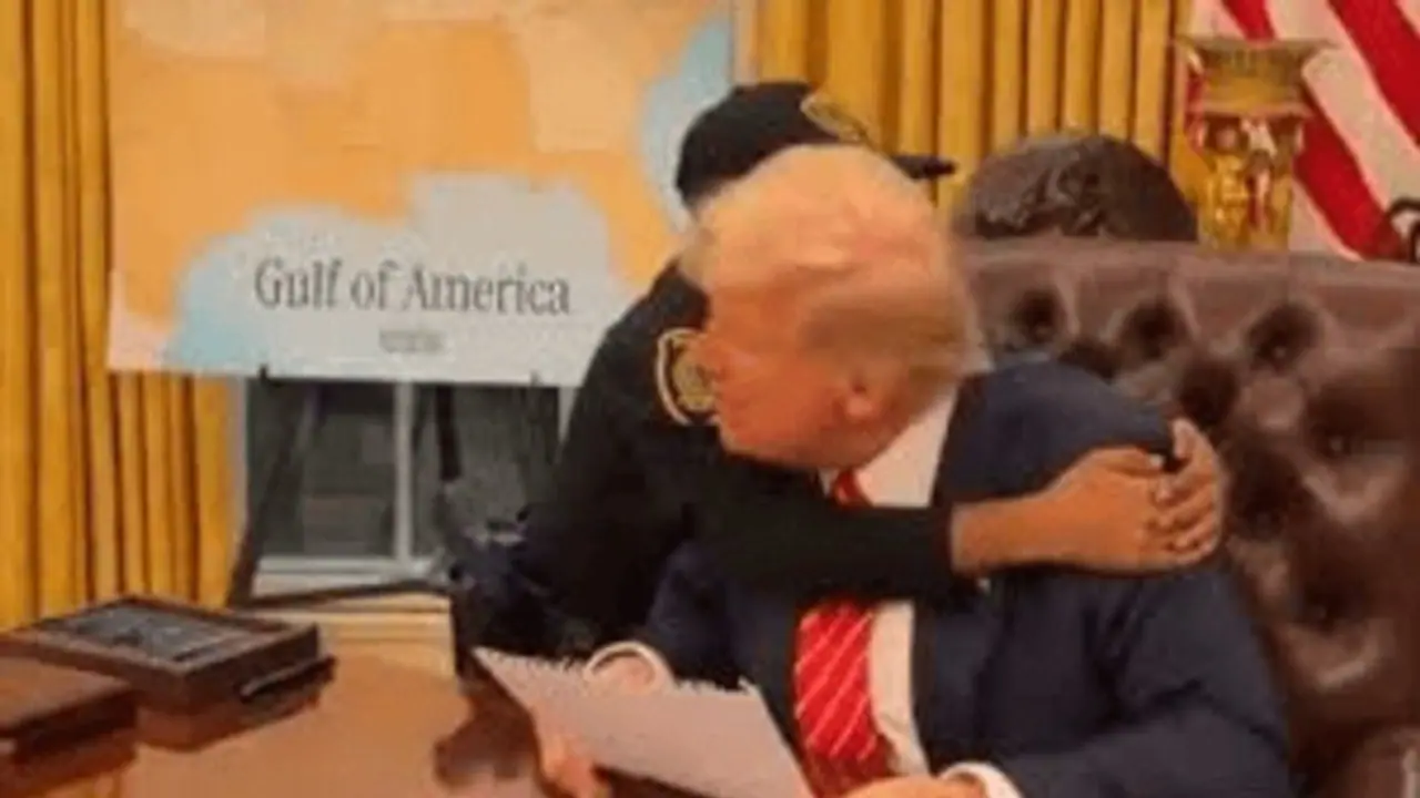 13 year old US Secret Service agent's "Big Hug" for Donald Trump at Oval office (WATCH)