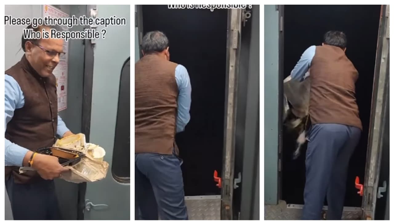 'ഇതൊക്കെ ഞങ്ങടെ പതിവാണ്'; ട്രെയിനിൽ നിന്നും മാലിന്യം വലിച്ചെറിയുന്ന ഉദ്യോഗസ്ഥൻ: വീഡിയോ വൈറൽ