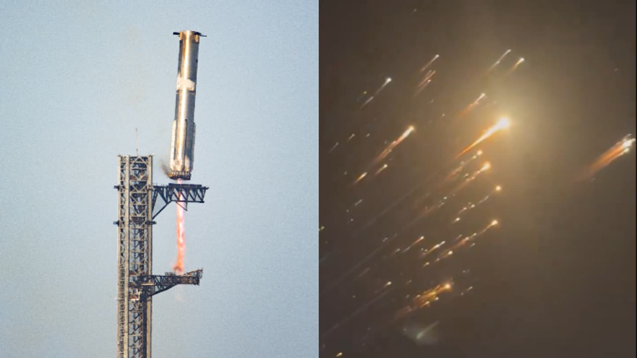 സ്റ്റാര്ഷിപ്പ് എട്ടാം പരീക്ഷണം: മൂന്നാംവട്ടവും ബൂസ്റ്റര് ക്യാച്ച് വിജയം, ഷിപ്പ് പൊട്ടിത്തെറിച്ചു സ്റ്റാര്ഷിപ്പ് എട്ടാം പരീക്ഷണം: മൂന്നാംവട്ടവും ബൂസ്റ്റര് ക്യാച്ച് വിജയം, ഷിപ്പ് പൊട്ടിത്തെറിച്ചു