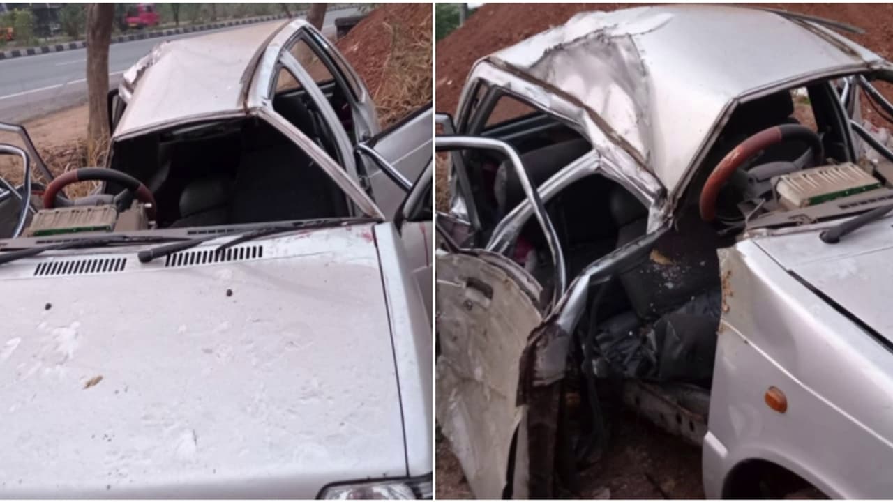 കാർ മരത്തിലിടിച്ച് അച്ഛനും മകളും ദാരുണാന്ത്യം; 3 പേർക്ക് പരിക്ക്, മൃതദേഹം പുറത്തെടുത്തത് കാർ വെട്ടിപ്പൊളിച്ച് കാർ മരത്തിലിടിച്ച് അച്ഛനും മകളും ദാരുണാന്ത്യം; 3 പേർക്ക് പരിക്ക്, മൃതദേഹം പുറത്തെടുത്തത് കാർ വെട്ടിപ്പൊളിച്ച്