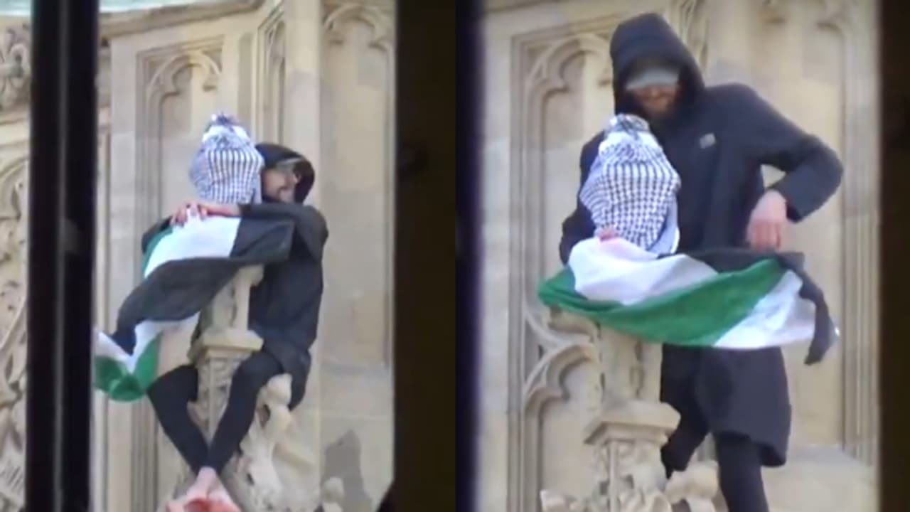 ബിഗ് ബെൻ ടവറിൽ പലസ്തീൻ പതാകയുമേന്തി യുവാവ് ചെലവഴിച്ചത് 16 മണിക്കൂര്; ഇറങ്ങിയപ്പോള് ഉടനടി അറസ്റ്റ് ബിഗ് ബെൻ ടവറിൽ പലസ്തീൻ പതാകയുമേന്തി യുവാവ് ചെലവഴിച്ചത് 16 മണിക്കൂര്; ഇറങ്ങിയപ്പോള് ഉടനടി അറസ്റ്റ്