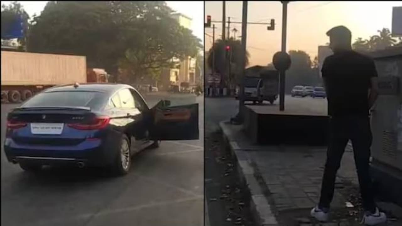 മദ്യപിച്ചെത്തി, നടുറോഡിൽ ബിഎം‍ഡബ്ല്യു നിർത്തി മൂത്രമൊഴിച്ചു, യുവാവിനെതിരെ പൊലീസ് നടപടി