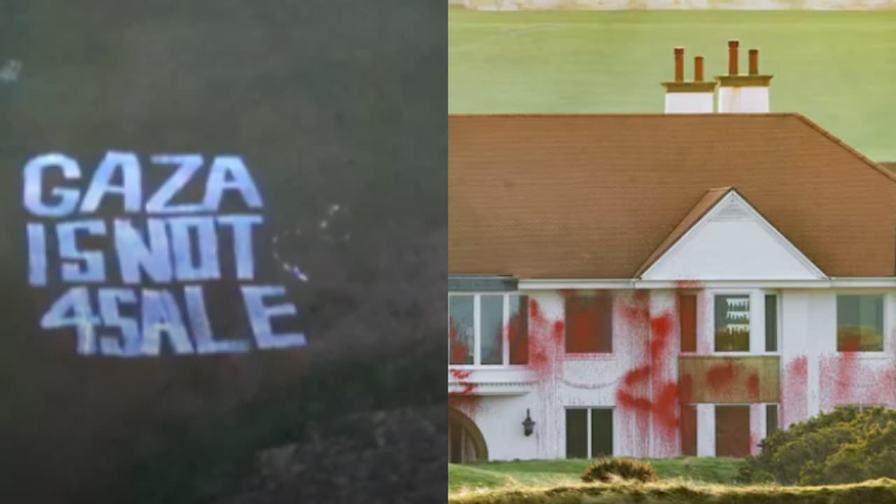 ട്രംപിന്‍റെ ഗോൾഫ് ക്ലബ്ബിന് നേരെ ആക്രമണം; ചുവന്ന പെയിന്‍റടിച്ചു, 'ഗാസ വിൽപനയ്ക്കില്ലെ'ന്ന് എഴുതിവച്ചു