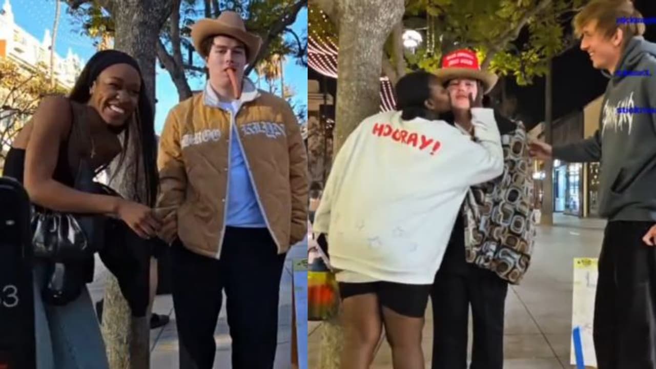 ನಿಶ್ಚಲವಾಗಿ ನಿಂತು ವಿಶ್ವದಾಖಲೆ ಮಾಡುತ್ತಿದ್ದ ಯುವಕನಿಗೆ ಮುತ್ತುಕೊಟ್ಟು, ಕ್ಯಾರೆಟ್ ಇಟ್ಟ ಹುಡುಗಿಯರು!