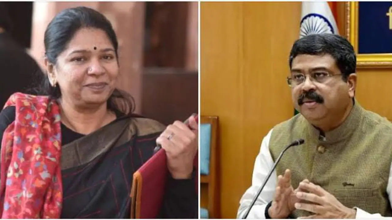 உண்மையை திரித்து வெளியிடுவதா.? தர்மேந்திர பிரதானுக்கு எதிராக சீறிய கனிமொழி உண்மையை திரித்து வெளியிடுவதா.? தர்மேந்திர பிரதானுக்கு எதிராக சீறிய கனிமொழி