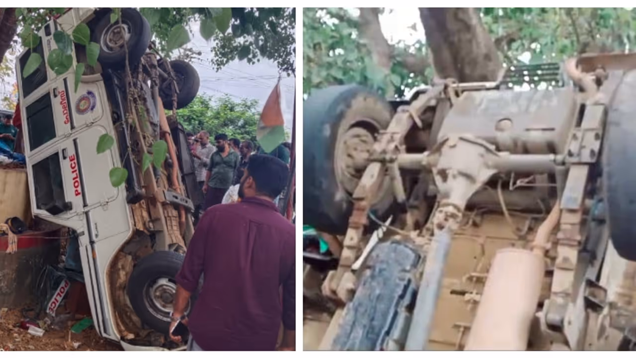 പ്രതിയുമായി പോയ പൊലീസ് ജീപ്പ് നിയന്ത്രണം വിട്ട് മറിഞ്ഞു, വഴിയോര കച്ചവടക്കാരൻ മരിച്ചു, 4 പേർക്ക് പരിക്ക് പ്രതിയുമായി പോയ പൊലീസ് ജീപ്പ് നിയന്ത്രണം വിട്ട് മറിഞ്ഞു, വഴിയോര കച്ചവടക്കാരൻ മരിച്ചു, 4 പേർക്ക് പരിക്ക്