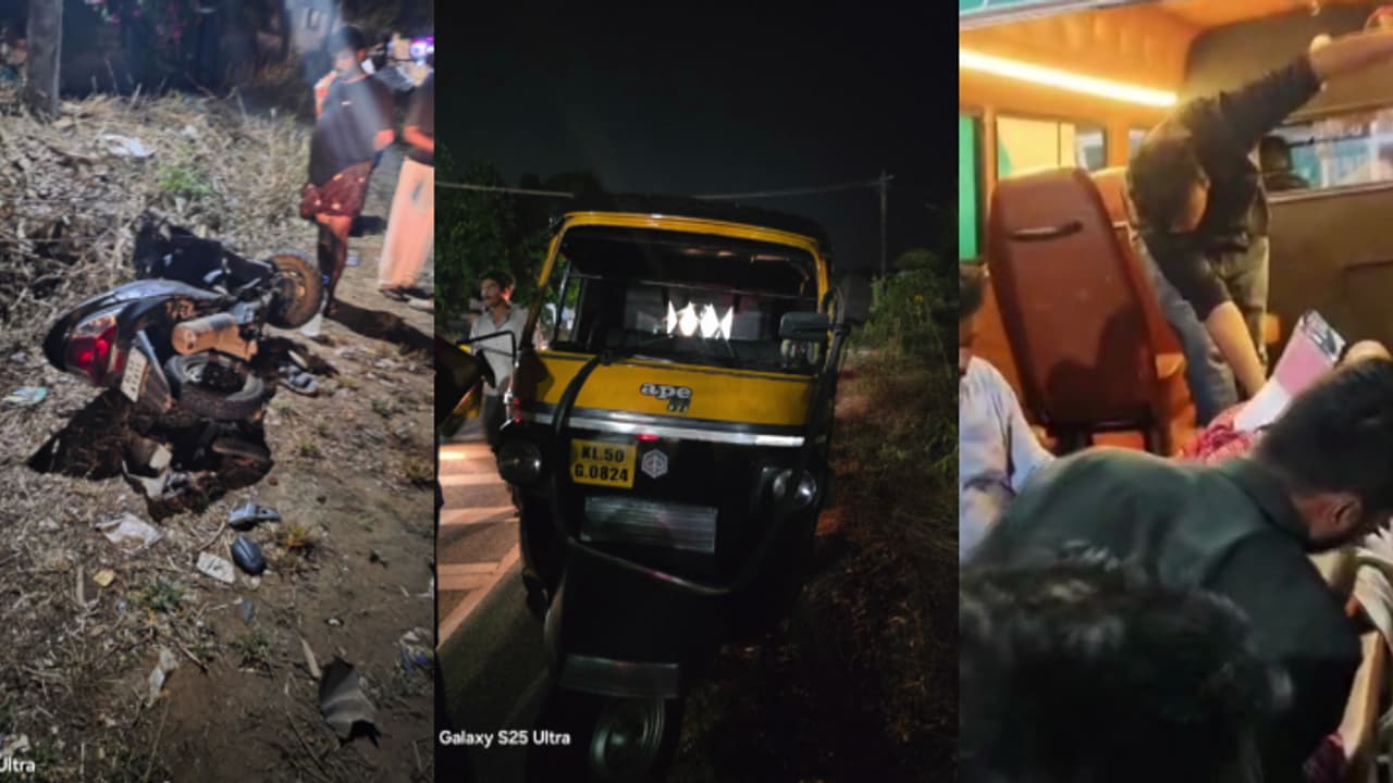 ദേശീയപാതയിൽ ഓട്ടോറിക്ഷയും ബൈക്കും കൂട്ടിയിടിച്ചു; നാലുപേര്ക്ക് പരിക്ക്, ഒരാളുടെ നില ഗുരുതരം ദേശീയപാതയിൽ ഓട്ടോറിക്ഷയും ബൈക്കും കൂട്ടിയിടിച്ചു; നാലുപേര്ക്ക് പരിക്ക്, ഒരാളുടെ നില ഗുരുതരം