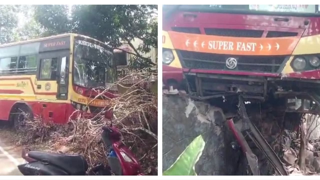 ഡ്രൈവർ ഉറങ്ങിപ്പോയതാകാമെന്ന് നിഗമനം; കെഎസ്ആർടിസി സ്വിഫ്റ്റ് ബസ് വീടിന്റെ മതിലിൽ ഇടിച്ച് അപകടം ഡ്രൈവർ ഉറങ്ങിപ്പോയതാകാമെന്ന് നിഗമനം; കെഎസ്ആർടിസി സ്വിഫ്റ്റ് ബസ് വീടിന്റെ മതിലിൽ ഇടിച്ച് അപകടം