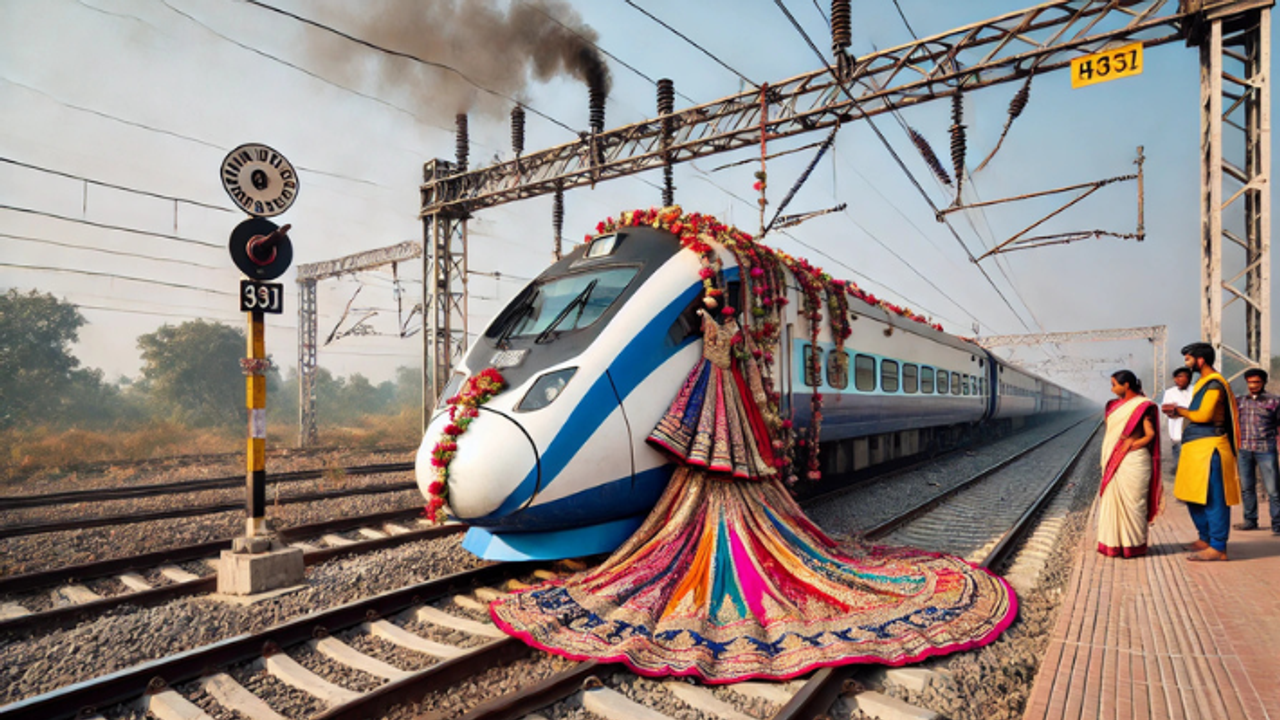 UP News vande bharat express stopped kanpur lehenga stuck ohe wire railway news