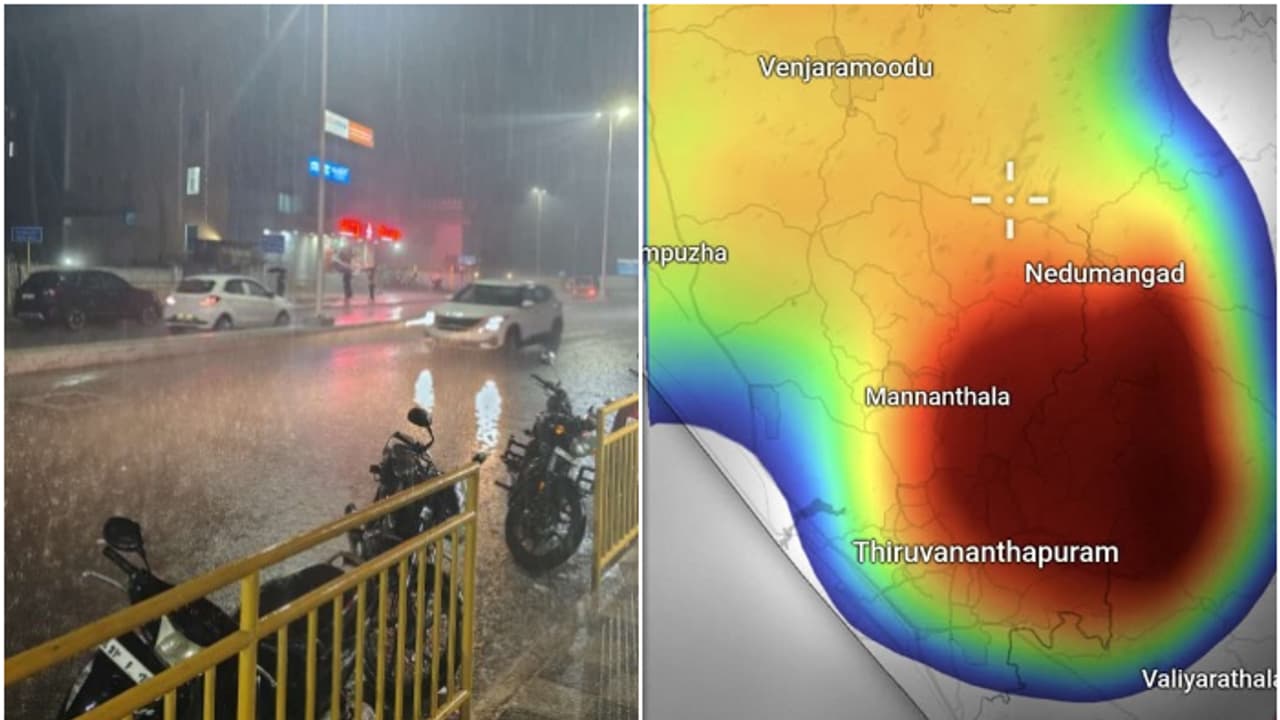 തലസ്ഥാനത്ത് കനത്ത മഴയും മിന്നലും, മുക്കാല് മണിക്കൂറിൽ 65 മില്ലിമീറ്റർ, രണ്ട് വിമാനങ്ങൾ വഴിതിരിച്ചുവിട്ടു തലസ്ഥാനത്ത് കനത്ത മഴയും മിന്നലും, മുക്കാല് മണിക്കൂറിൽ 65 മില്ലിമീറ്റർ, രണ്ട് വിമാനങ്ങൾ വഴിതിരിച്ചുവിട്ടു
