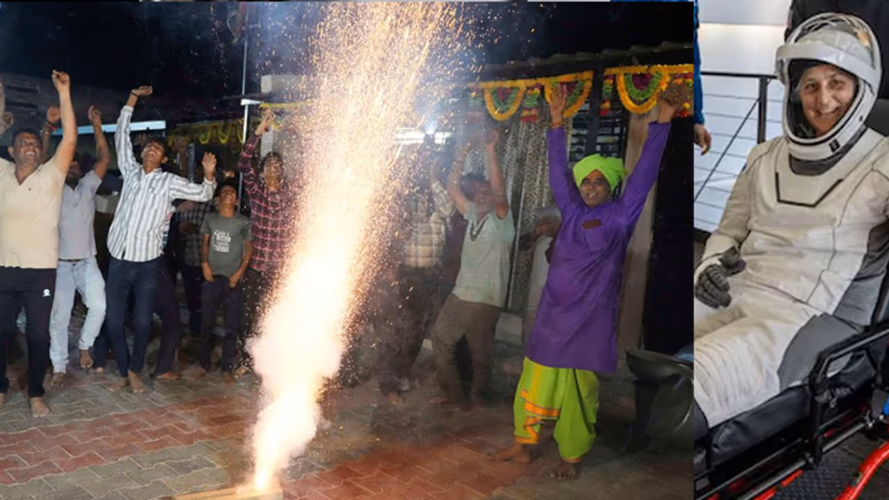 9 மாதங்களுக்கு பிறகு சுனிதா வில்லியம்ஸ் ரிட்டன்! பட்டாசு வெடித்து கொண்டாட்டத்தில் மக்கள்!