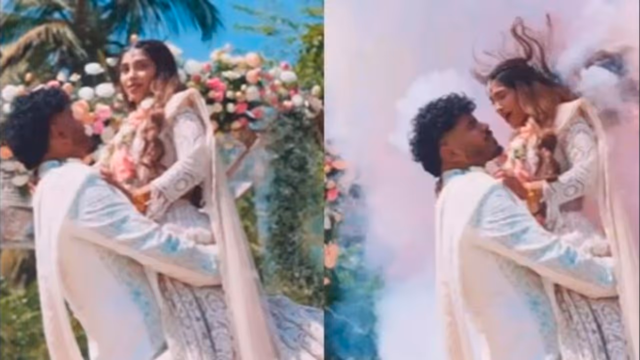 ಪ್ರೀವೆಡ್ಡಿಂಗ್ ಶೂಟ್ ವೇಳೆ ವಧುವಿನ ಬೆನ್ನಿಗೆ ಹತ್ತಿಕೊಂಡ ಬೆಂಕಿ: ವೀಡಿಯೋ ವೈರಲ್