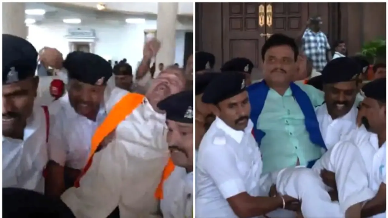 Drama in Karnataka Assembly: 18 BJP MLAs suspended amid 'honeytrap' showdown, carried out by marshals (WATCH)