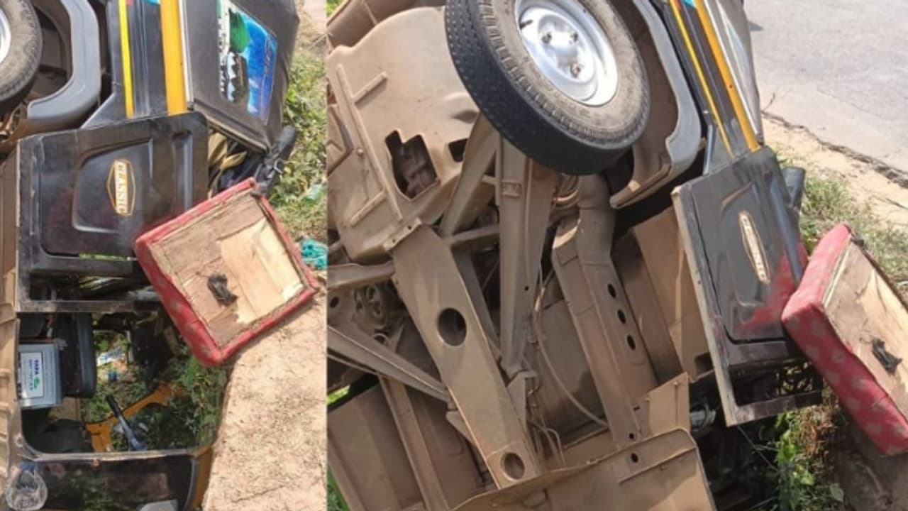 ഓട്ടോയ്ക്ക് മുന്നിൽ ചാടിയ പൂച്ചയെ രക്ഷിക്കാൻ ബ്രേക്കിട്ട് വനിതാ ഡ്രൈവർ, വാഹനം മറിഞ്ഞു, 3 പേർക്ക് പരിക്ക്